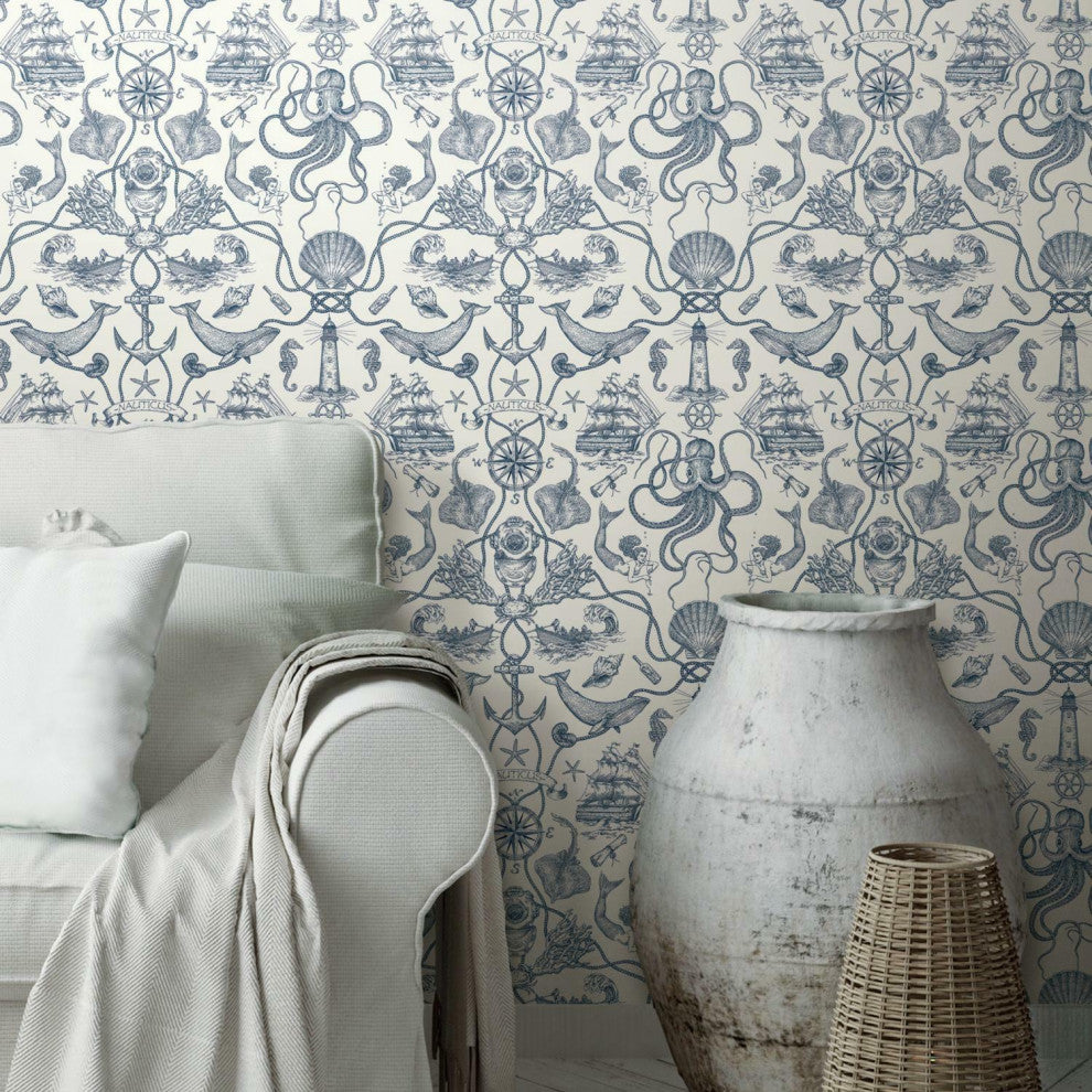 Deep Sea Toile Peel & Stick Wallpaper