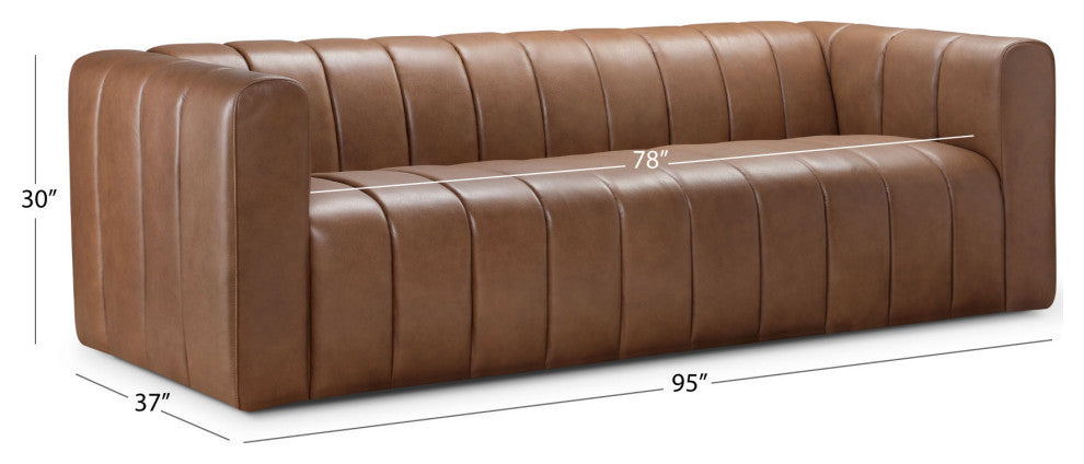 Lucas 100% Top Grain Leather Sofa, Camel