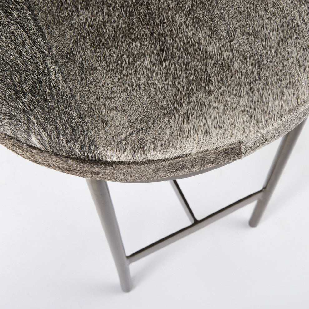 Cowhide Counter Stool With Gold Metal Frame