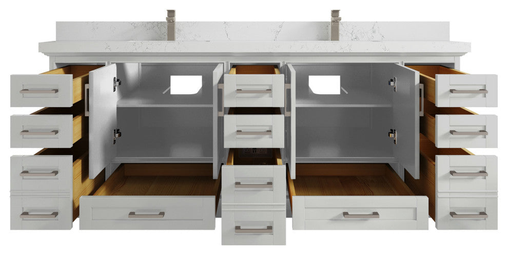 Fenway 84 Double Sink Bath Vanity in Coventry Gray 2" Empira Quartz