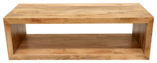 Keli 58" Mango Wood Coffee Table Open Cube 1 Shelf Natural Brown