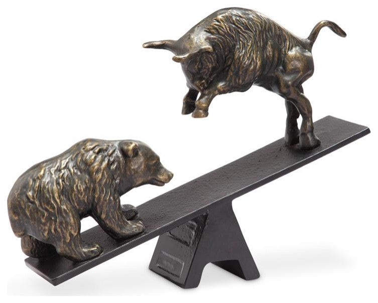 Bull and Bear Wall Street Struggle Sculpture