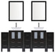 Modern Vanity Set With Two Sink Bases With Mirrors and Three Drawer Bases, Espre
