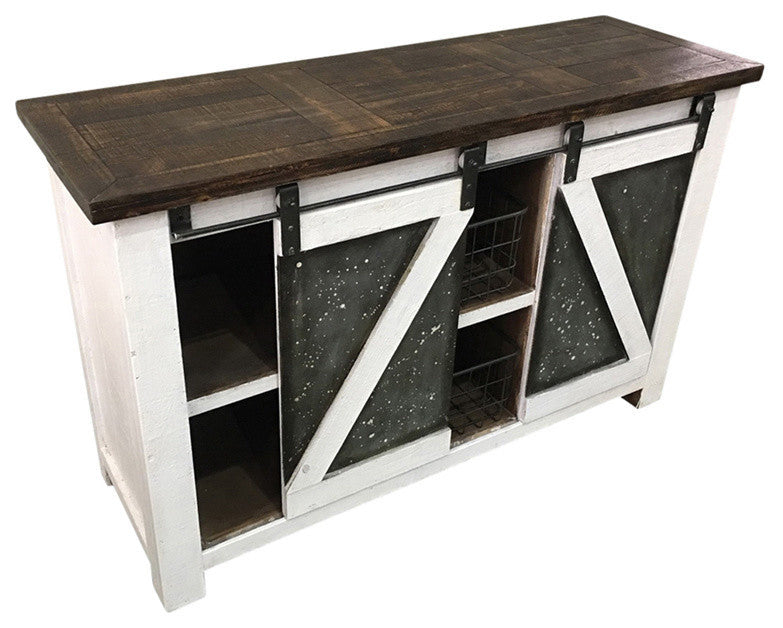 Solid Wood Accent Table With Storage, White And Brown