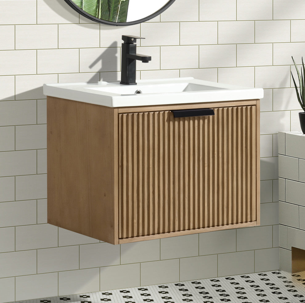 Ari Kitchen and Bath San Diego Bath Vanity, Weathered Fir, 24", Floating