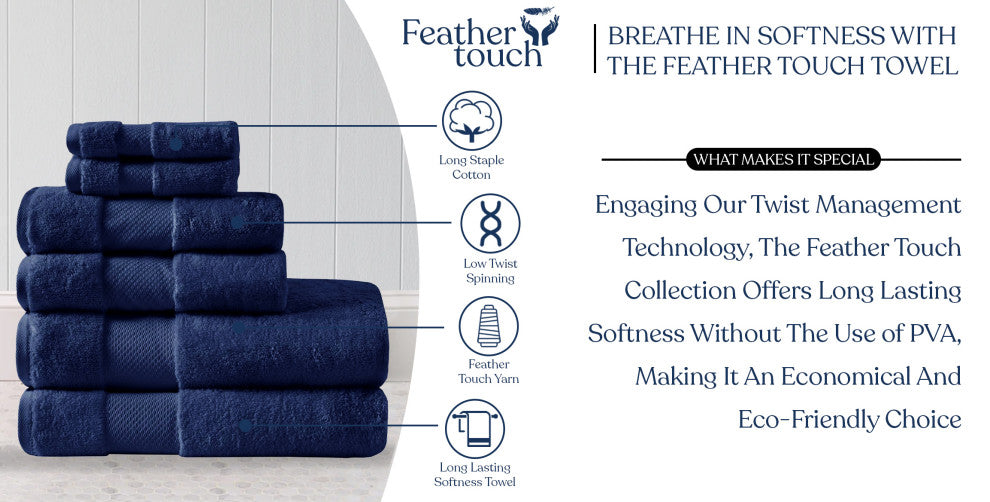 Delara 33-Piece 100% Organic Cotton Plush Bath Towel Sets, 36"x70", Navy Blue