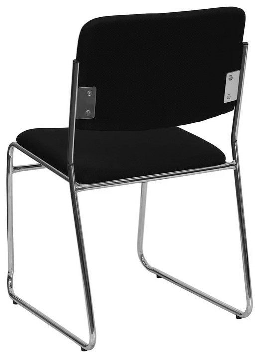 Set of 5 Multipurpose Chair, Sled Chrome Finished Legs With Black Seat & Back
