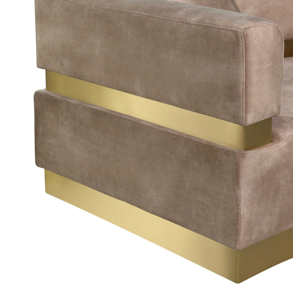 Belsa Velvet Upholstered 2pc. Sectional, Beige