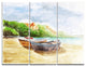 "Watercolor Fishing Boats" Glossy Metal Wall Art, 3 Panels, 36"x28"