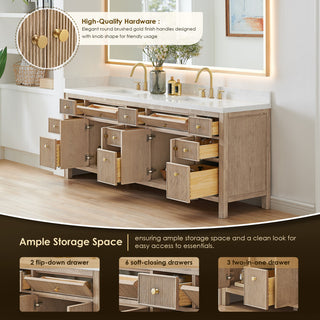 Cerrito Bathroom Vanity, Natural Oak, 84" Double, without Mirror