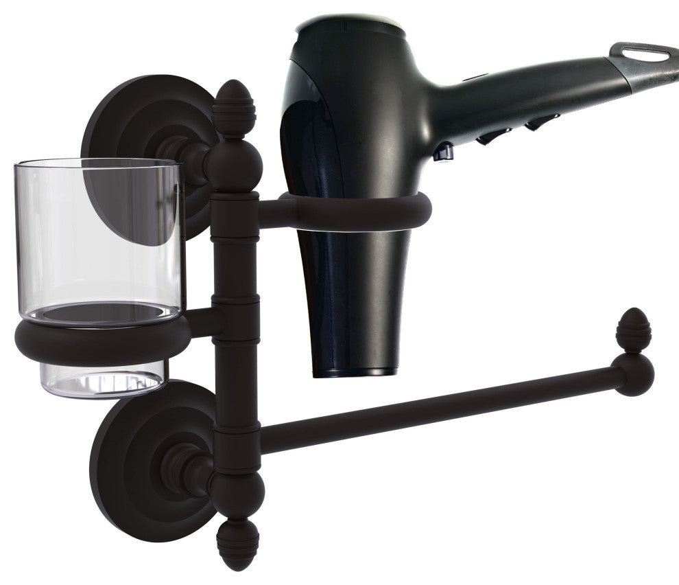 Que New Hair Dryer Holder and Organizer, Oil Rubbed Bronze