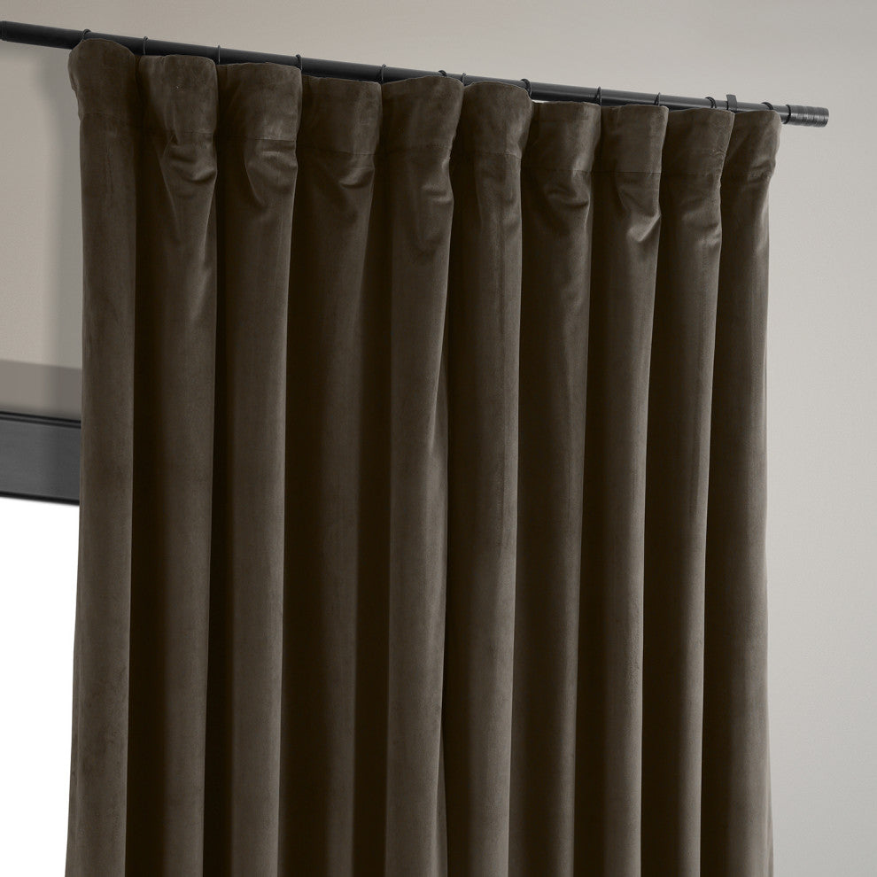Signature Java Doublewide Blackout Velvet Curtain Single Panel, 100"x108"