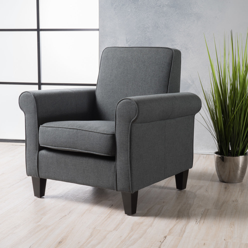 GDF Studio Declan Padded Fabric Club Chair, Dark Gray