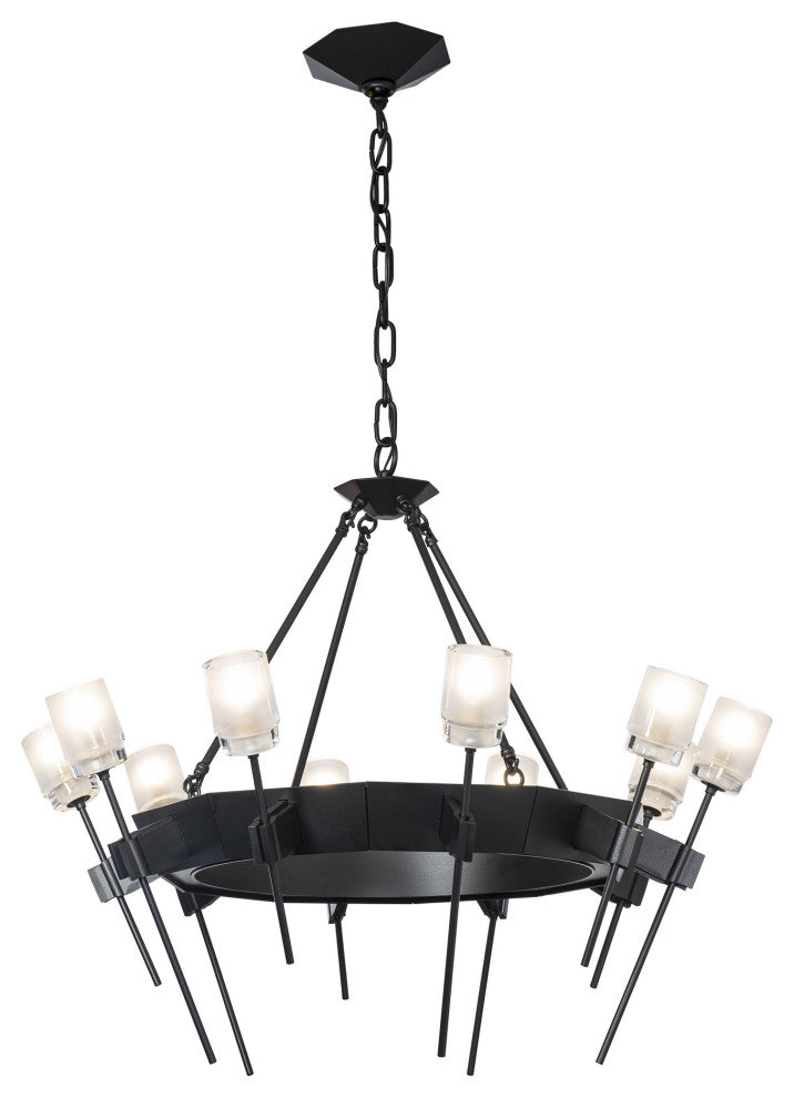 Echo 10-Light Circular Chandelier - Black - Cast Glass