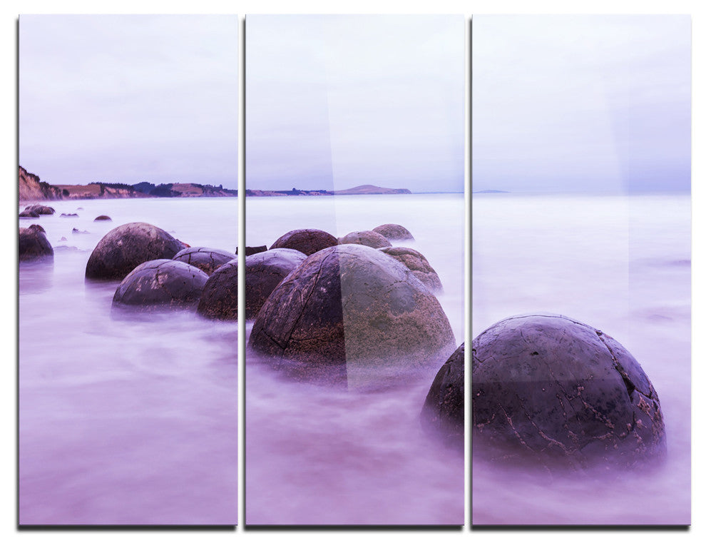 "Moeraki Boulders New Zealand" Photo Metal Wall Art, 3 Panels, 36"x28"