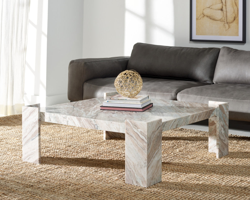Safavieh Couture Catayana Marble Coffee Table, White/Brown