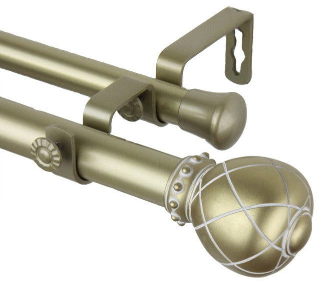 Supreme Double Curtain Rod, Light Gold, 28-48"