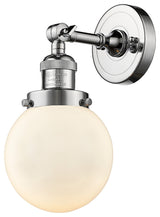 1-Light Beacon 6" Sconce, Polished Chrome, Glass: Matte White Cased
