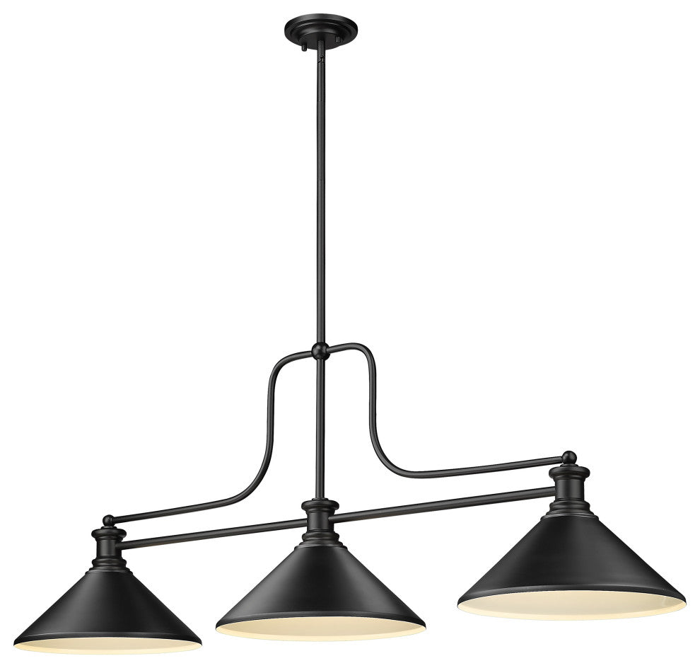 Zlite 725-3MB-MMB 3-Light Billiard, Matte Black