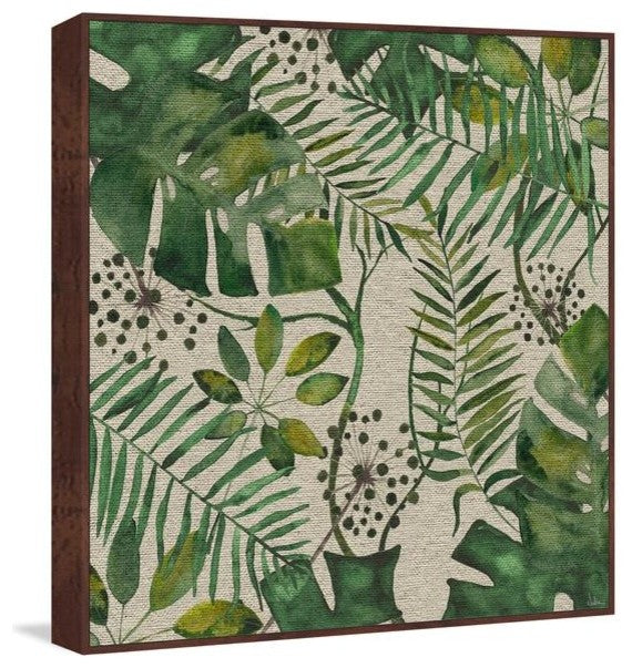 "Hojas de Palma" Floater Framed Painting Print on Canvas, 32"x32"