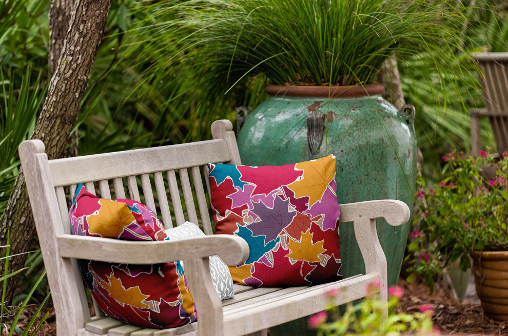 Leaf Pile Indoor/Outdoor Throw Pillow, Larkspur, 18"x18"