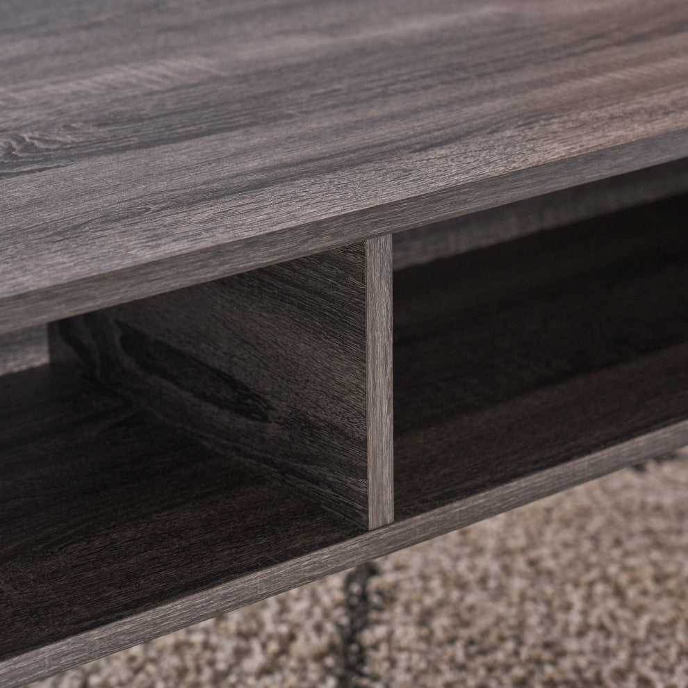 GDF Studio Savone Mid Century Modern Faux Wood Overlay Coffee Table, Gray Oak