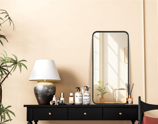 Home Living Contour Metal Rectangle Mirror 18x36, Black