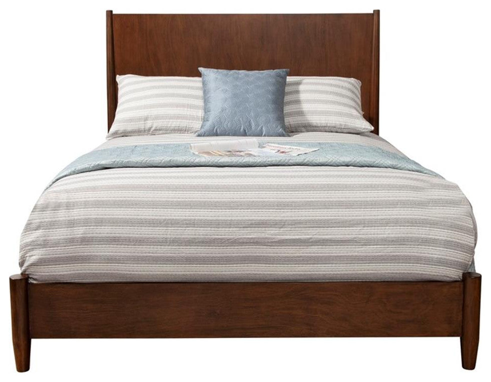 Alpine Furniture Flynn Mid Century California King Panel Bed in Walnut (Brown)