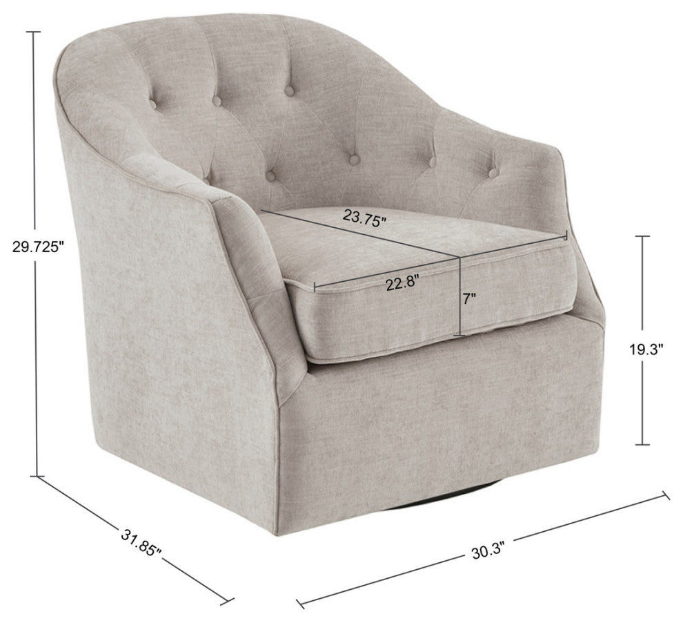 Madison Park Calvin Curved Wide Back Swivel Accent Chair, Ivory