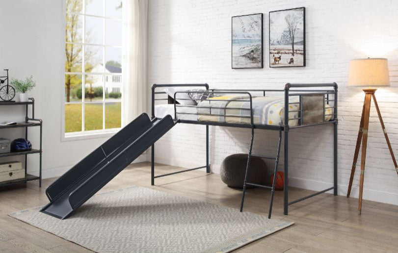 Rosemary Metal Loft Bed, Antique Oak, Black & Dark Bronze Hand-Brushed, Twin