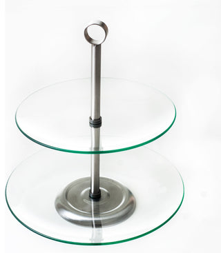 Two Tier Round Glass Buffet and Dessert Stand by Chef Buddy
