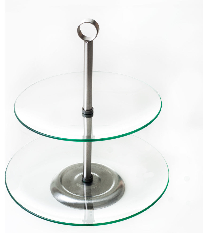 Two Tier Round Glass Buffet and Dessert Stand by Chef Buddy