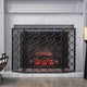 Koda Modern Three Panel Iron Firescreen, Black Silver
