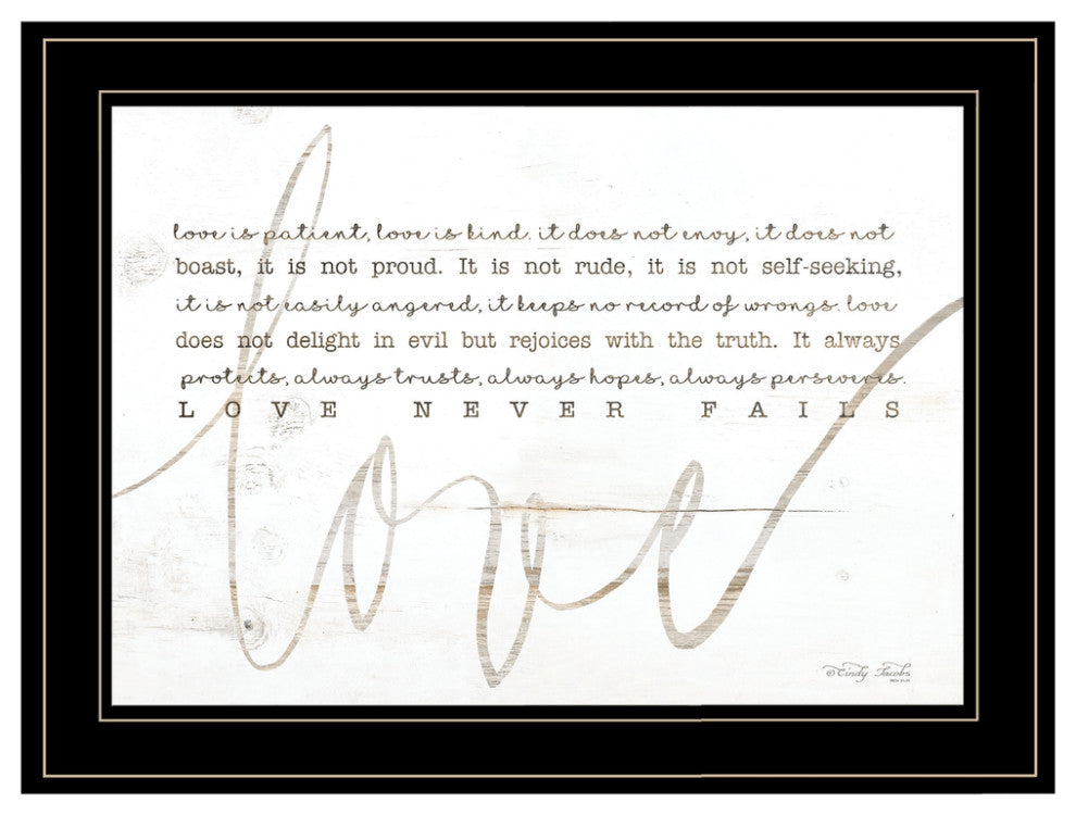 Love Never Fails 3 Black Framed Print Wall Art