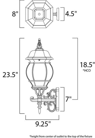 Maxim 1033 Crown Hill 23" 3 Light Wall Sconce - Black / Clear Glass