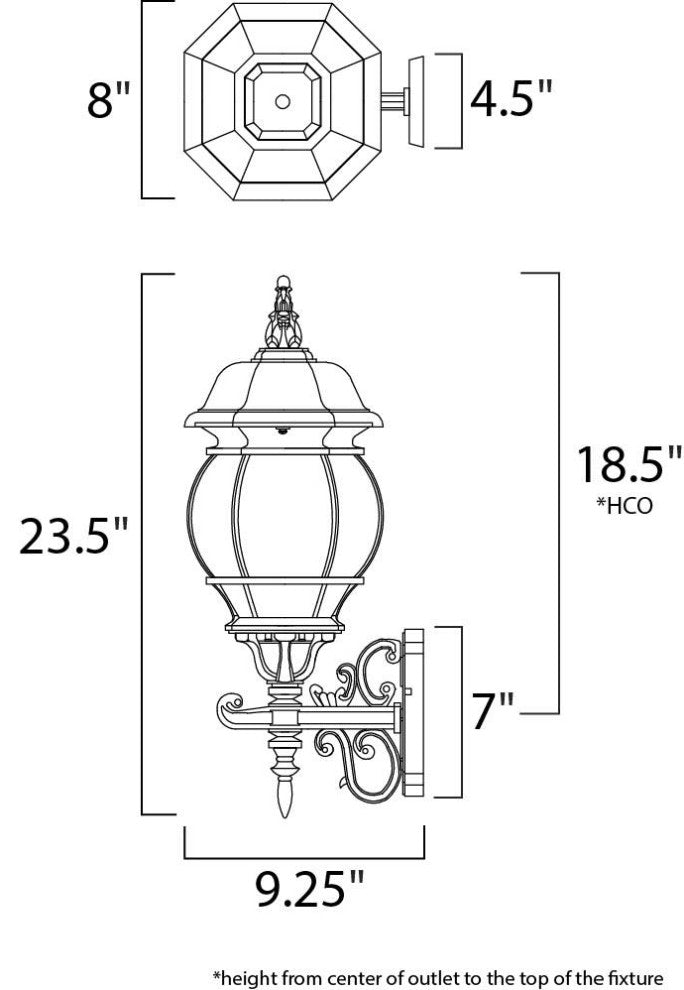 Maxim 1033 Crown Hill 23" 3 Light Wall Sconce - Black / Clear Glass