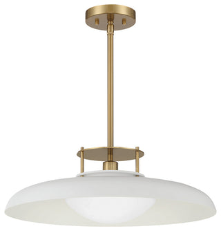Gavin 1-Light Pendant, White With Warm Brass Accents