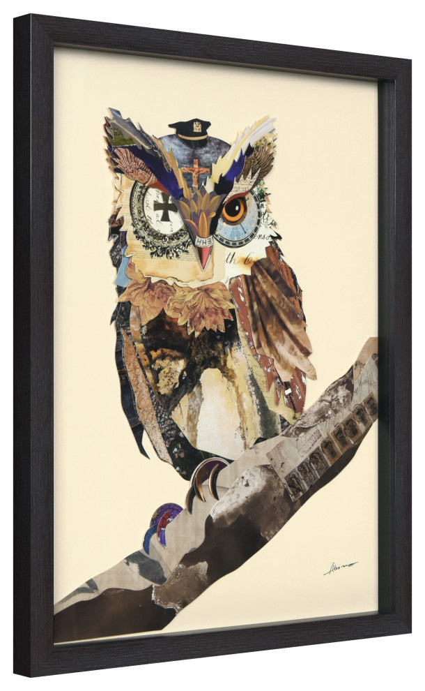The Wisest Owl Dimensional Collage Wall Art Under Glass