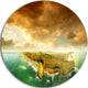 Great Ocean Road Australia Green, Seascape Disc Metal Artwork, 11"