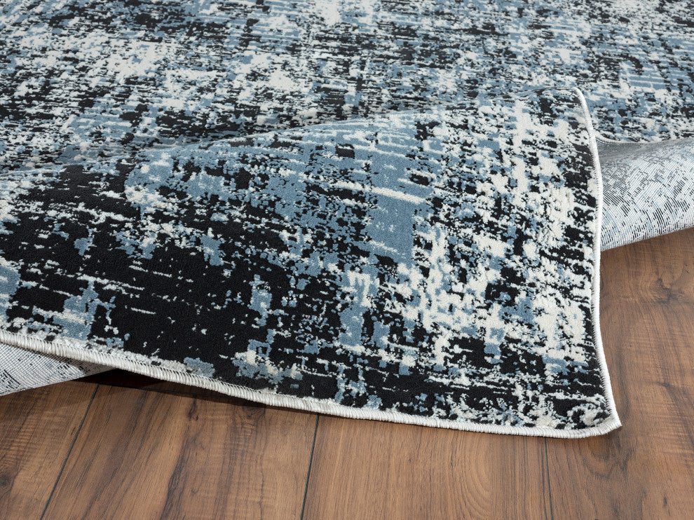 Abani Aspen Collection ASP130A Black Blue Abstract Area Rug