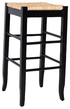 29\" Square Rush Stool, Black