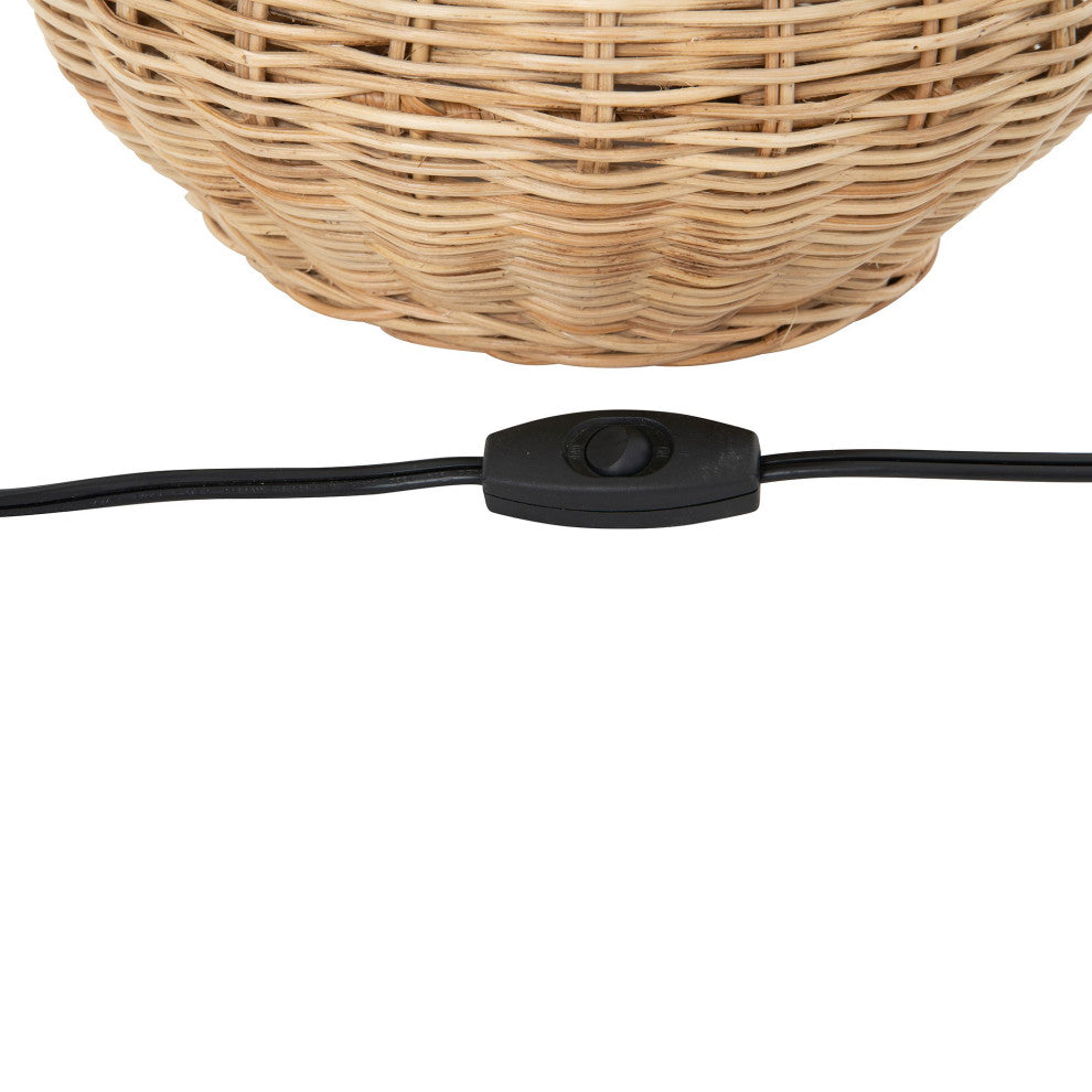 Modern Wicker Table Lamp With White Shade