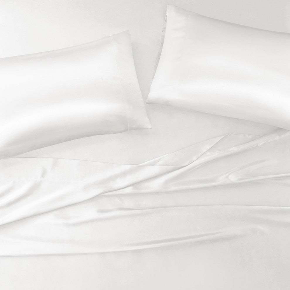 Madison Park Essentials Satin Luxury 6 PC Sheet Set, White