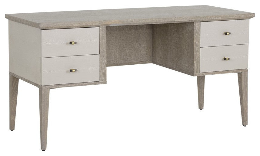 Pattinson Desk, White Ceruse, Cream Shagreen