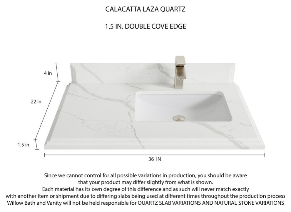 Sonoma Teak 36 Right Offset Bath Vanity in Dark Natural with 1.5" Calacatta Laza
