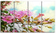 Pink Flowers in Hawaiian Garden, Large Flower Canvas Wall Art, 48"x28", 4 Panels