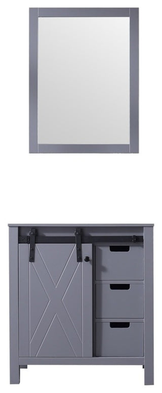 Marsyas 30" Dark Gray Single Bathroom Vanity Cabinet, 28" Wall Mirror