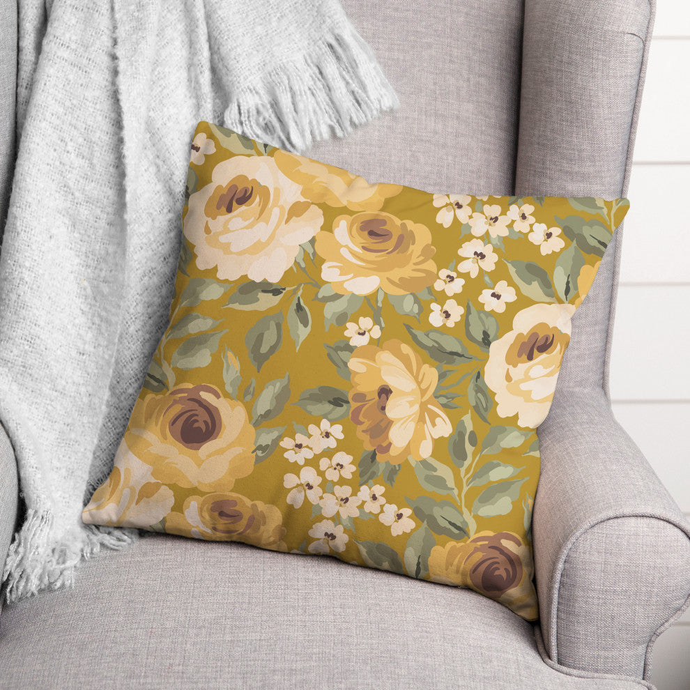 Yellow Flowers 5 16x16 Indoor / Outdoor Pillow