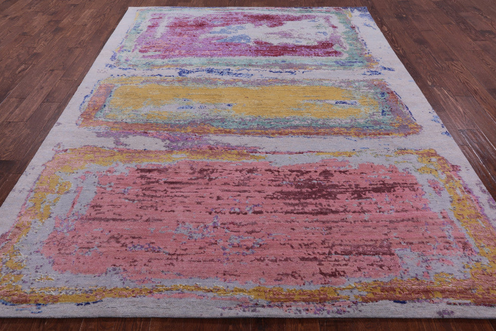 Wool & Silk  Abstract Handmade Rug 7' 11" X 10' 1" - Q14869