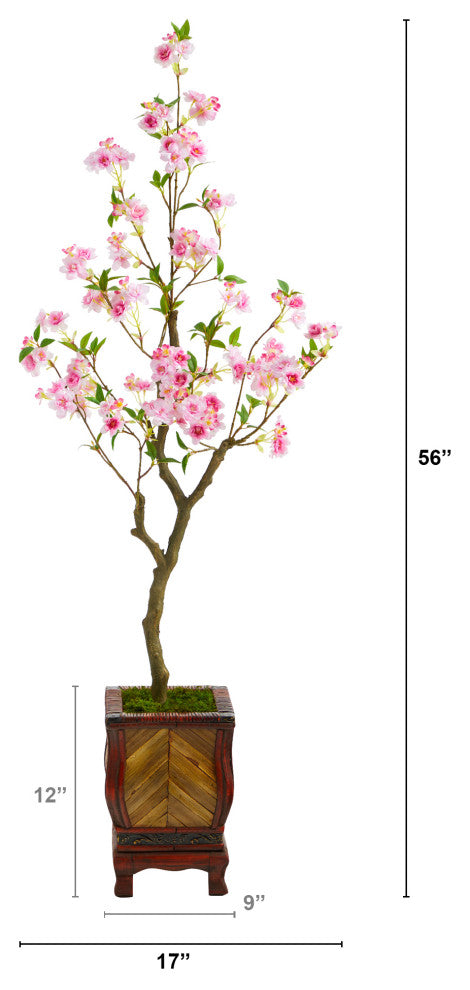 56" Cherry Blossom Artificial Tree, Decorative Planter